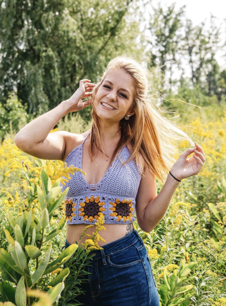 Crochet Pattern Roundup of 10 Crochet Crop Tops for Springtime done by Emily of Crochet Aweigh for Cre8tion Crochet.